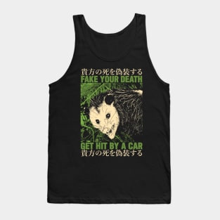 Fake Your Death Vintage Green Opossum Tank Top